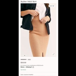 Free People Caramel Heather Skyline Midi Skirt